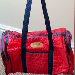 3/$25 Vintage Lee Red Quilted Duffle Bag | 80s 90s Retro Gym Travel Bag 3/$25